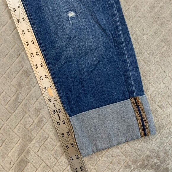 Gap Womens 8 Denim Jeans Blue Straight Crop Cuffed Low Rise Medium Wash Stretch - Picture 10 of 16